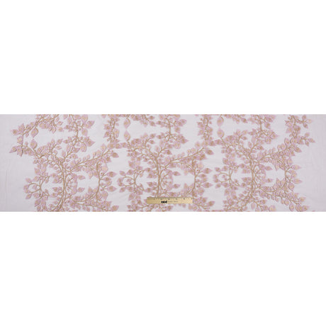 Pink and Metallic Gold Floral Novelty Embroidered Mesh
