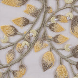 Yellow and Metallic Gold Floral Novelty Embroidered Mesh