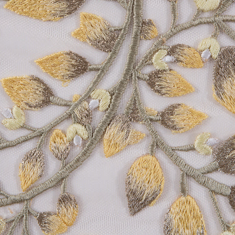 Yellow and Metallic Gold Floral Novelty Embroidered Mesh