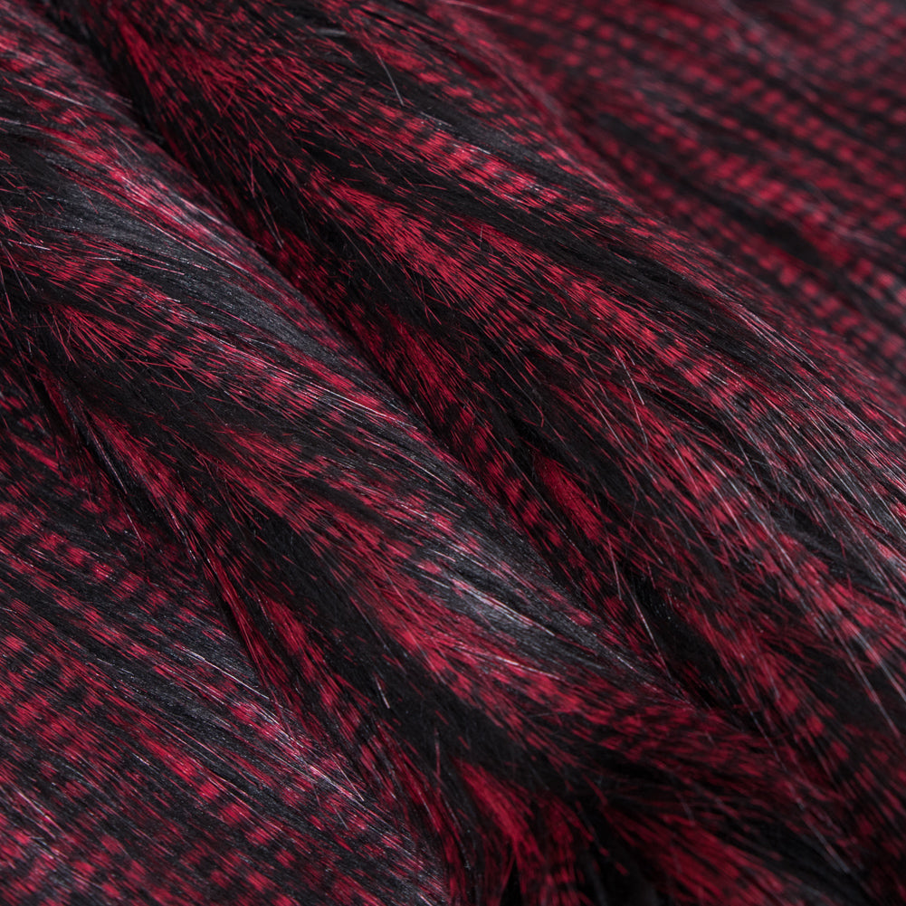 Black and Red Long Haired Faux Fur
