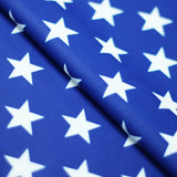 Stars Royale Polyester Spandex Fabric - Royal Blue And Navy, White Stars Print, 58/60" Width (1 Yard)