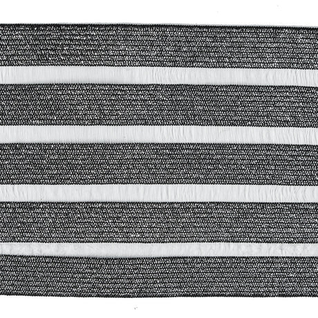 Italian Metallic Silver Elastic Trim with Sheer Stripes - 3.5"