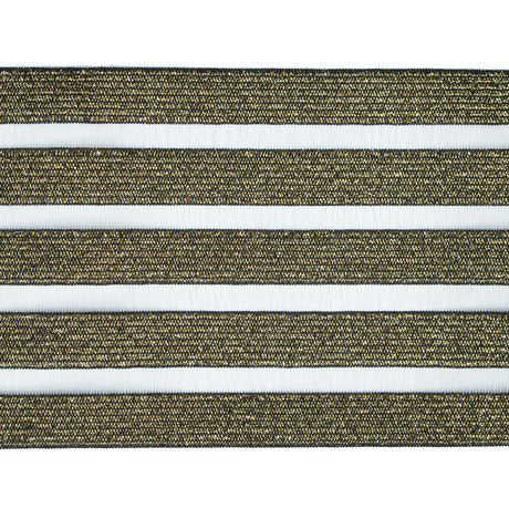 Italian Metallic Gold Elastic Trim with Sheer Stripes - 3.5"