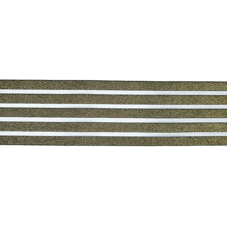 Italian Metallic Gold Elastic Trim with Sheer Stripes - 3.5"