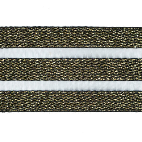 Italian Metallic Gold Elastic Trim with Sheer Stripes - 2"