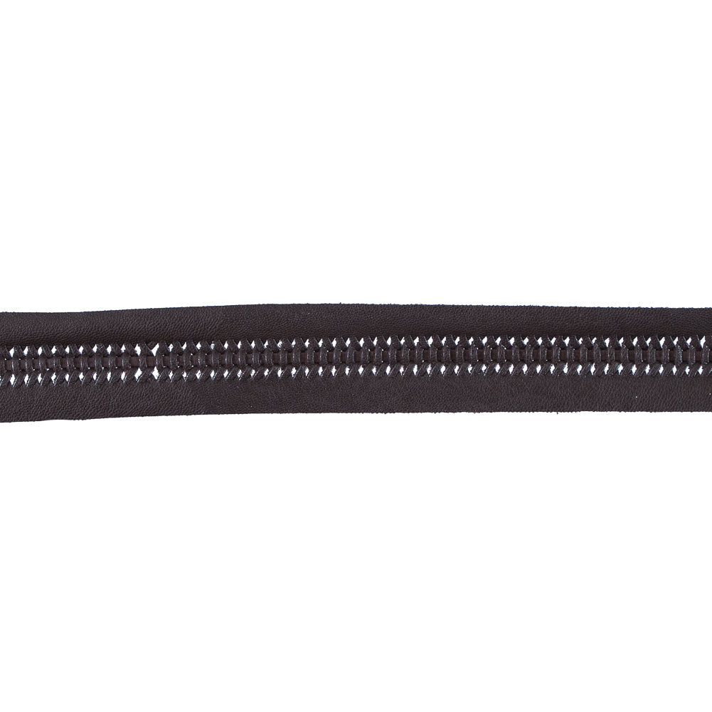 Brown Braided Faux Leather Trim - 1.25"