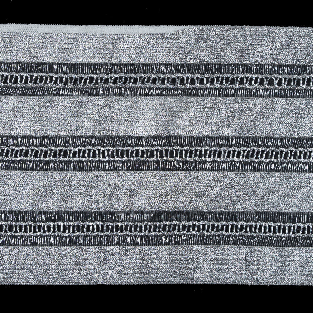 Foiled Silver Metallic Elastic Trim - 3.5"