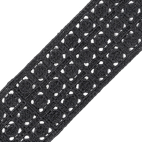 Black Embroidered Lace Trim - 1.5"