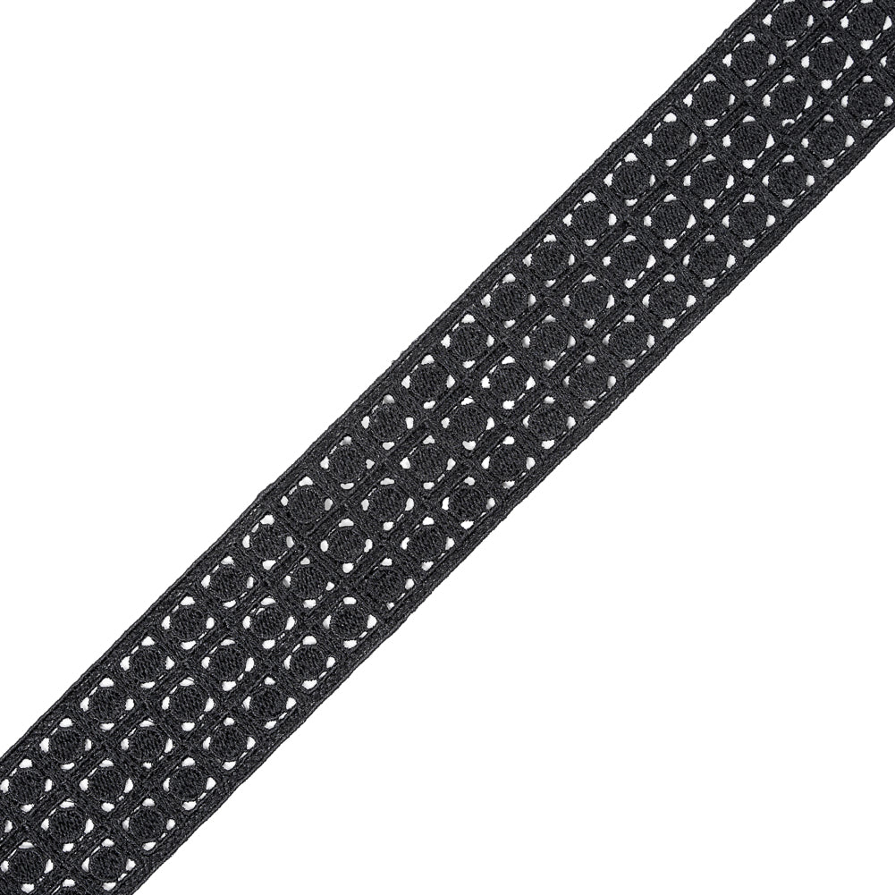 Black Embroidered Lace Trim - 1.5"