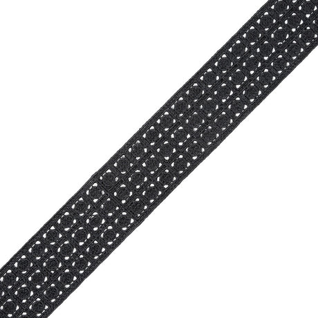 Black Embroidered Lace Trim - 1.5"