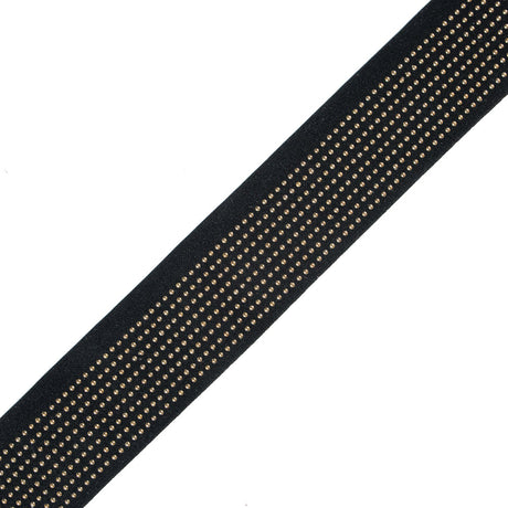 Italian Gold Studded Black Elastic Trim - 2"