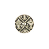 Italian Cypress Green Damask Printed Button - 24L/15mm