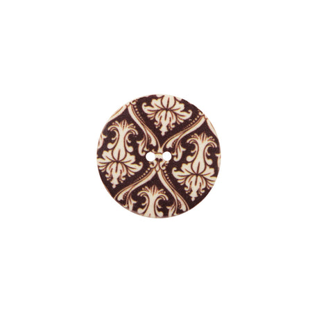 Italian Carafe Brown Damask Printed Button - 24L/15mm