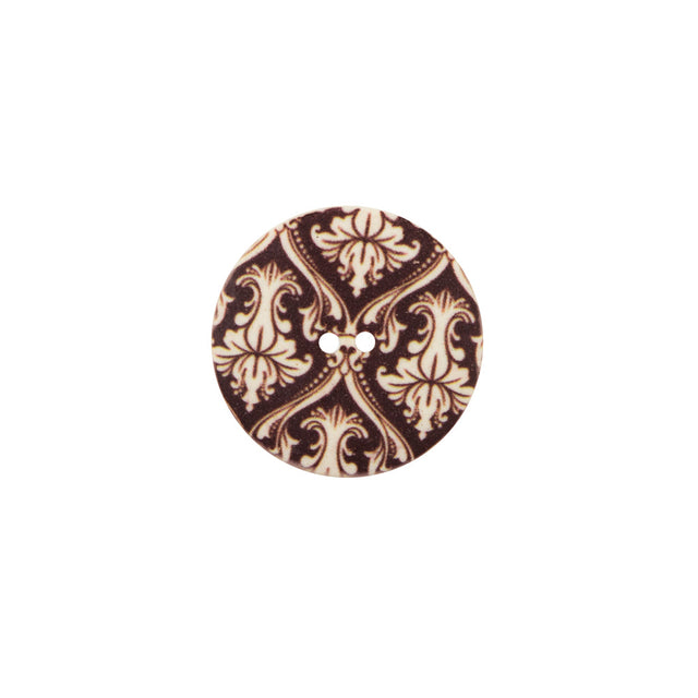 Italian Carafe Brown Damask Printed Button - 24L/15mm