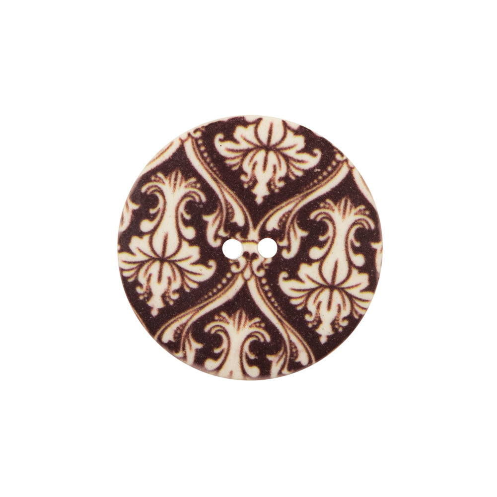 Italian Carafe Brown Damask Printed Button - 36L/23mm