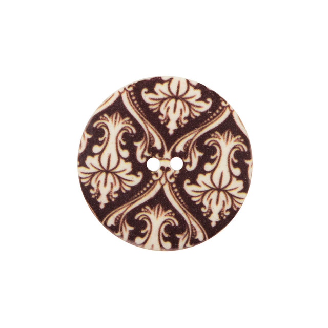 Italian Carafe Brown Damask Printed Button - 36L/23mm