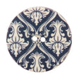 Italian True Navy Damask Printed Button - 54L/34mm