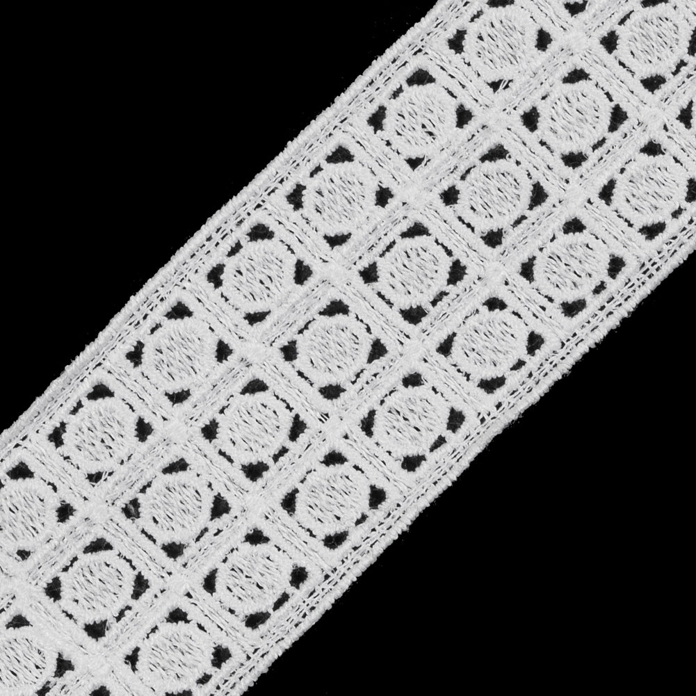 White Embroidered Lace Trim - 1.5"