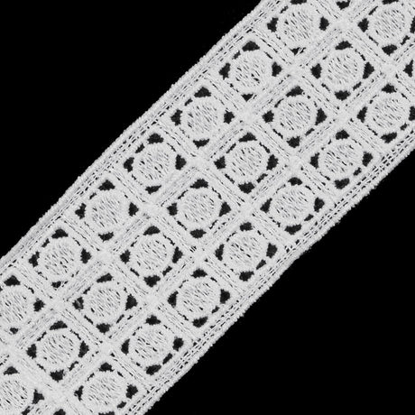 White Embroidered Lace Trim - 1.5"