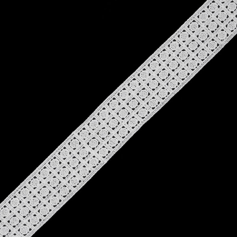 White Embroidered Lace Trim - 1.5"