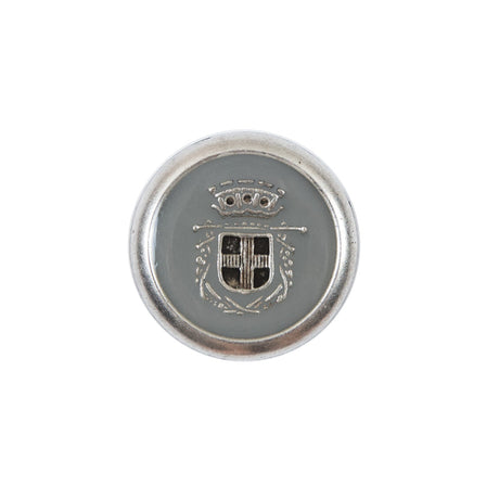 Italian Gray and Silver Crest Metal Button - 32L/20mm
