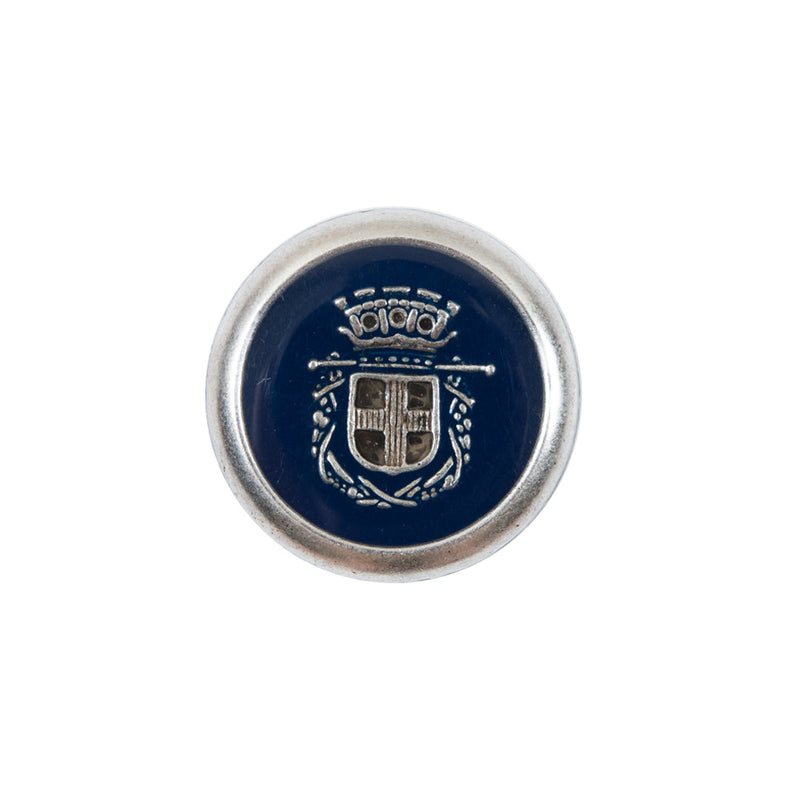 Italian Patriot Blue and Silver Crest Metal Button - 32L/20mm