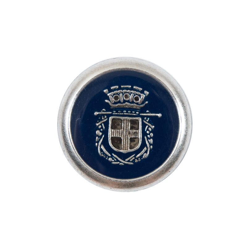 Italian Patriot Blue and Silver Crest Metal Button - 36L/23mm