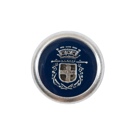 Italian Patriot Blue and Silver Crest Metal Button - 36L/23mm