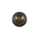Italian Antique Gold Button with Double-Headed Eagle Emblem - 24L/15mm