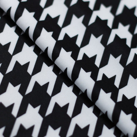 Houndstooth Polyester Spandex Fabric - White/Black Houndstooth, 58/60" Width (1 Yard)