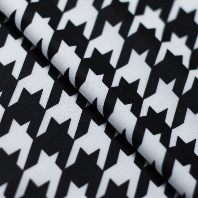Houndstooth Polyester Spandex Fabric - White/Black Houndstooth, 58/60" Width (1 Yard)