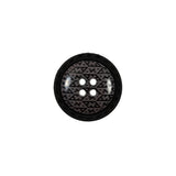 Italian Black and Elderberry Purple Geometric Domed Button - 24L/15mm