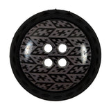 Italian Black and Elderberry Purple Geometric Domed Button - 44L/28mm
