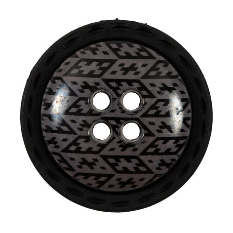 Italian Black and Elderberry Purple Geometric Domed Button - 44L/28mm