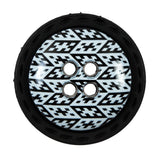 Italian Black and White Geometric Domed Button - 44L/28mm