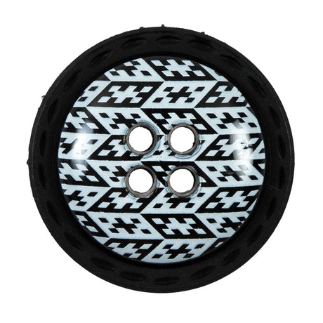 Italian Black and White Geometric Domed Button - 44L/28mm