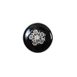 Italian Black and Silver Floral Metal Button - 24L/15mm