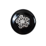 Italian Black and Silver Floral Metal Button - 36L/23mm