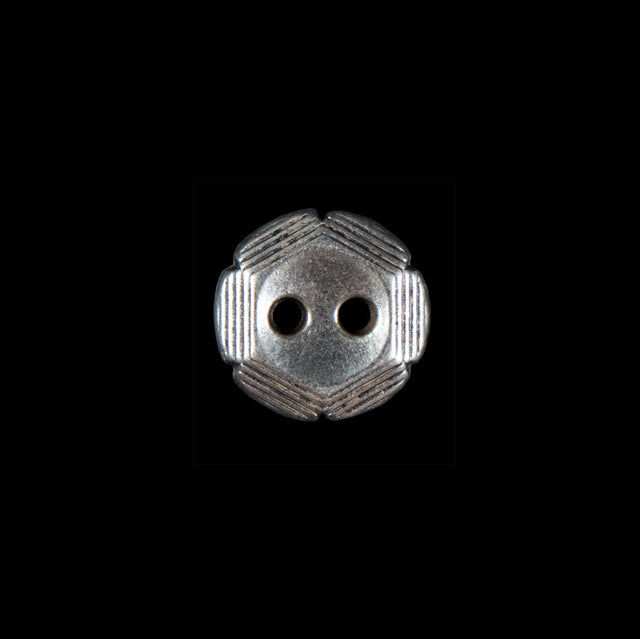 Italian Silver Floral 2-Hole Metal Button - 20L/12.5mm