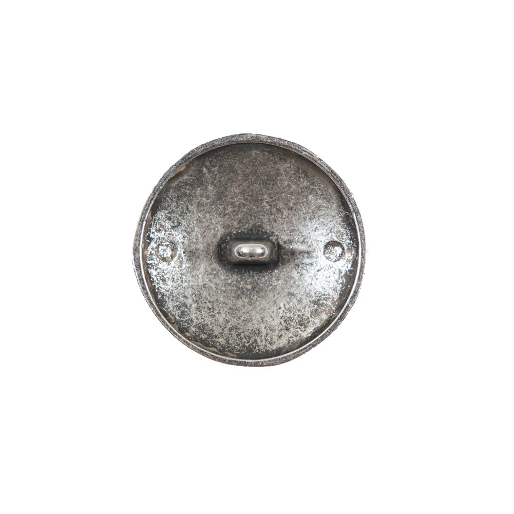 Italian Translucent Black and Silver Floral Metal Button - 32L/20mm