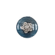 Italian Aqua and Silver Floral Metal Button - 24L/15mm