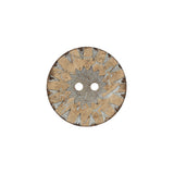 Italian Beige and Silver Carved Coconut Button - 32L/20mm