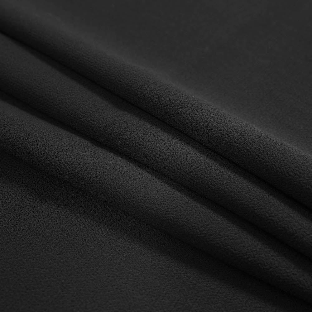 Italian Black Virgin Wool Double Crepe