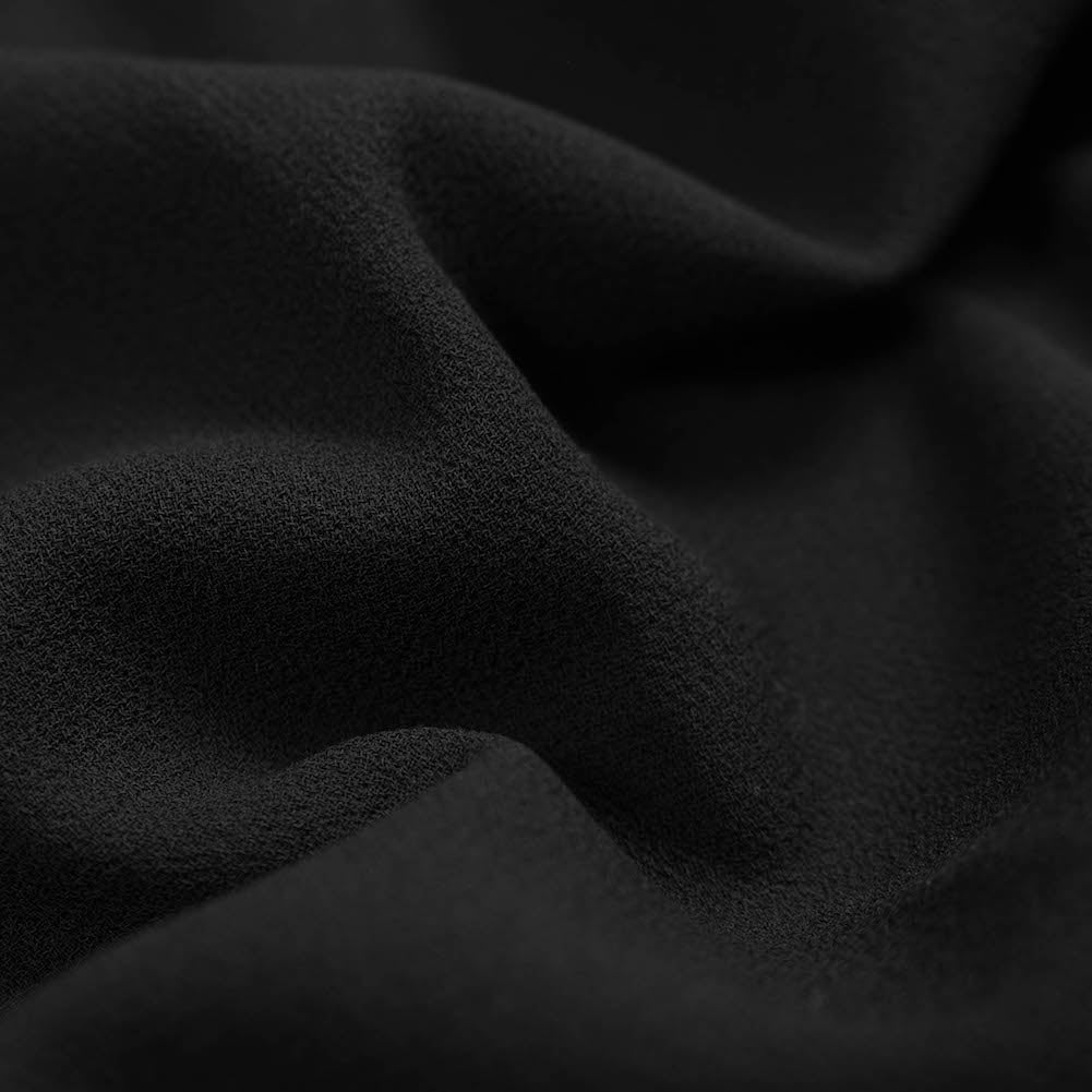 Italian Black Virgin Wool Double Crepe
