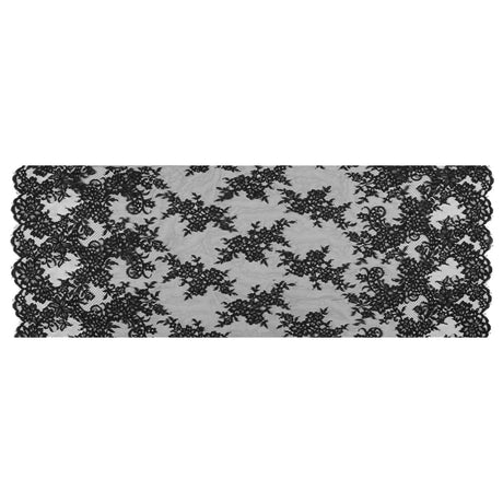 Fancy Corded Lace with Scalloped Eyelash Edges - Black Floral