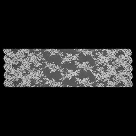 Fancy Corded Lace with Scalloped Eyelash Edges - Off-White Floral