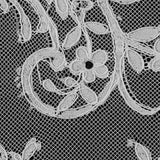 Fancy Corded Lace with Scalloped Eyelash Edges - Off-White Floral