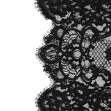 Fancy Corded Lace with Scalloped Eyelash Edges - Black Floral Twists