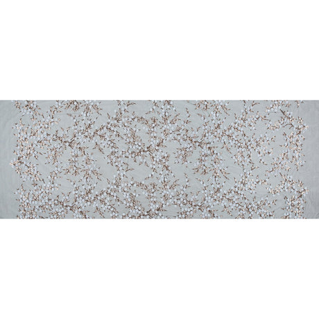 Stretch Net with Sequins - White and Copper Fancy Floral Clusters on Black
