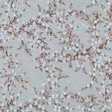 Stretch Net with Sequins - White and Copper Fancy Floral Clusters on Black